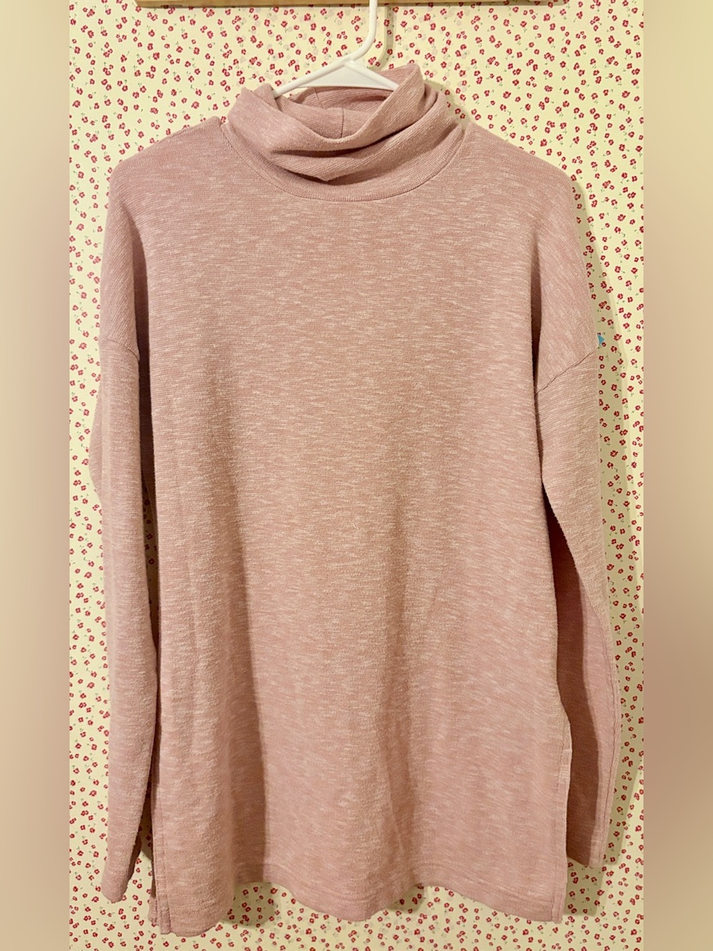Vintage J. Crew Heathered Light Pink Turtleneck Sweater